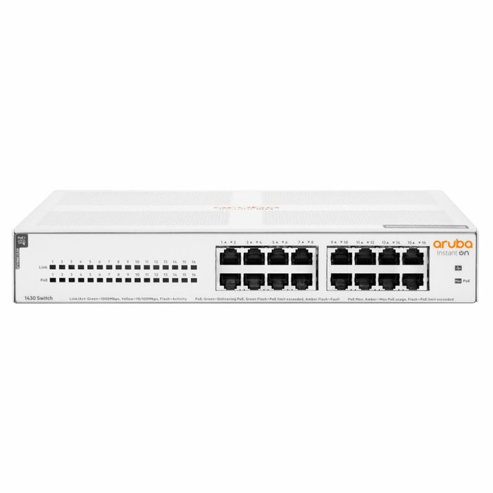 HPE Aruba Instant On 1430 16-Port Unmanaged Ethernet PoE Switch (124W)