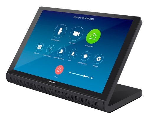 Zoomed front-left view of the 10.1-inch TS-1070 tabletop touchscreen in black smooth finish, designed for secure government control interfaces.