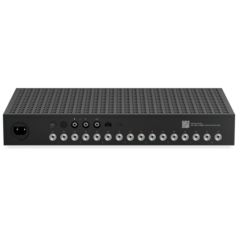 Sonos Amp Multi rear panel straight on with eight speaker outputs