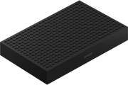 Sonos Amp Multi four zone amplifier at an angle, black fanless chassis