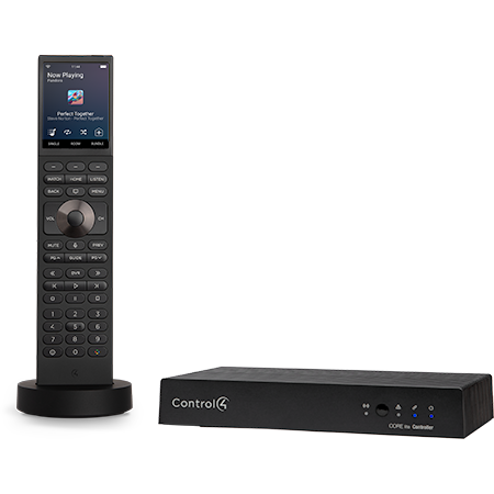 Control4 CORE Lite bundle front view (C4-CORE-LITE-06), showcasing a compact smart home controller designed for entry-level automation and media control.