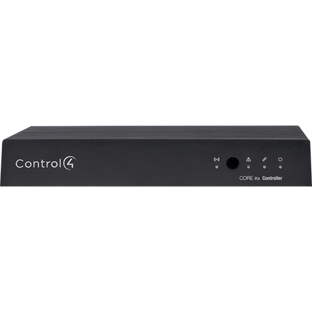 Front view of the Control4 CORE Lite (C4-CORE-LITE-02), a compact smart home controller designed for foundational automation and media system control.