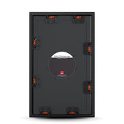 Rear view of the DALI Phantom SUB S-100 in-wall subwoofer, showing the sealed enclosure and wiring terminals for seamless in-wall bass integration.