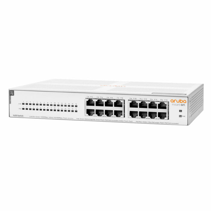 HPE Aruba Instant On 1430 16-Port Unmanaged Ethernet PoE Switch (124W)