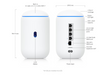 Unifi Dream Router 7 device with compact design, offering high-speed Wi-Fi 7 connectivity, advanced firewall, and UniFi OS integration