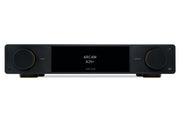 Arcam A25+ integrated amplifier in black, front view with input and volume dials and central display