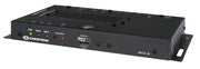 Front left view of Crestron MC4-R-I control processor showing compact design, front panel status LEDs, and mounting ears
