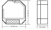 The Sunricher SR-2701S-DT7 DALI-2 Relay Module has compact dimensions of 45 mm (L) × 45.5 mm (W) × 20.3 mm (H), making it...