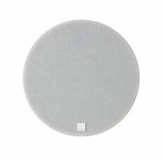 DALI Phantom E60 in-ceiling speaker with white magnetic grille fitted.