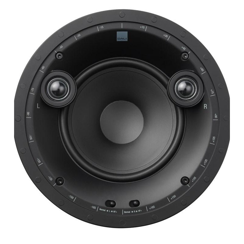 DALI Phantom E60 S stereo in-ceiling speaker with white magnetic grille.