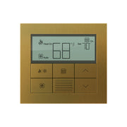 Lutron Palladiom Thermostat in Antique Brass finish, wall-mounted, part of the HomeWorks system