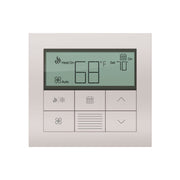 Lutron Palladiom Thermostat in bright Chrome finish, wall-mounted, part of the HomeWorks system by Formwave