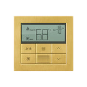 Lutron Palladiom Thermostat in Satin Brass finish, wall-mounted, part of the HomeWorks system by Formwave