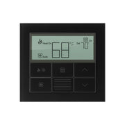 Lutron Palladiom Thermostat in Glass Black finish, wall-mounted, part of the HomeWorks system by Formwave
