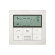 Lutron Palladiom Thermostat in Glass White finish, wall-mounted, part of the HomeWorks system by Formwave