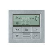 Lutron Palladiom Thermostat in Satin Chrome finish, wall-mounted, part of the HomeWorks system by Formwave