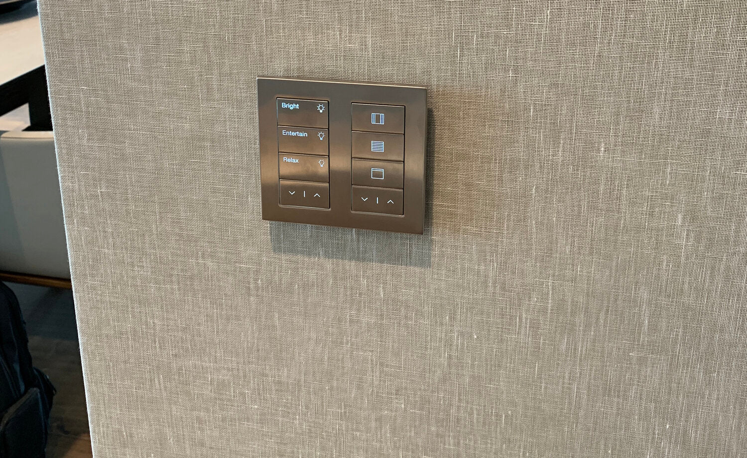 Lutron smart home keypad with metal finish