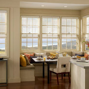 Lutron Sivoia QS motorised wood blinds professionally installed in an Irish kitchen with natural light control