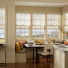 Lutron Sivoia QS motorised wood blinds professionally installed in an Irish kitchen with natural light control