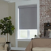 Detail view of Lutron roller blind fabric and minimalist hardware