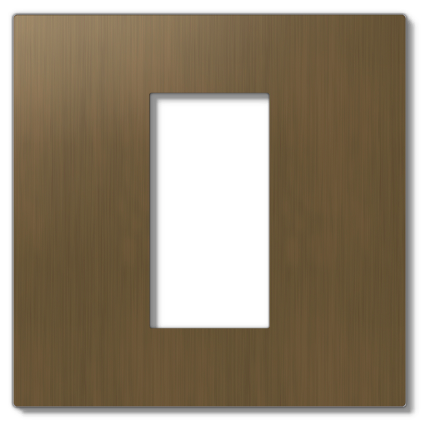 Lutron RadioRA 3 Vierti Signature Metals faceplate in Aged Brass, 1-Gang 1-Column.