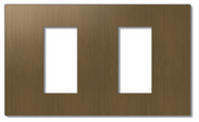 Lutron RadioRA 3 Vierti Signature Metals faceplate in Aged Brass, 2-Gang 1-Column.
