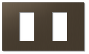 Lutron RadioRA 3 Vierti Signature Metals faceplate in Aged Bronze, 2-Gang 1-Column.