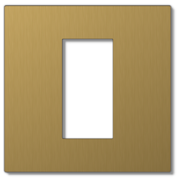 Lutron RadioRA 3 Vierti Signature Metals faceplate in Brushed Brass, 1-Gang 1-Column.