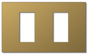 Lutron RadioRA 3 Vierti Signature Metals faceplate in Brushed Brass, 2-Gang 1-Column.