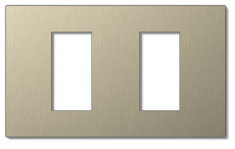Lutron RadioRA 3 Vierti Signature Metals faceplate in Champagne, 2-Gang 1-Column.