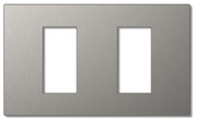 Lutron RadioRA 3 Vierti Signature Metals faceplate in Satin Nickel, 2-Gang 1-Column.