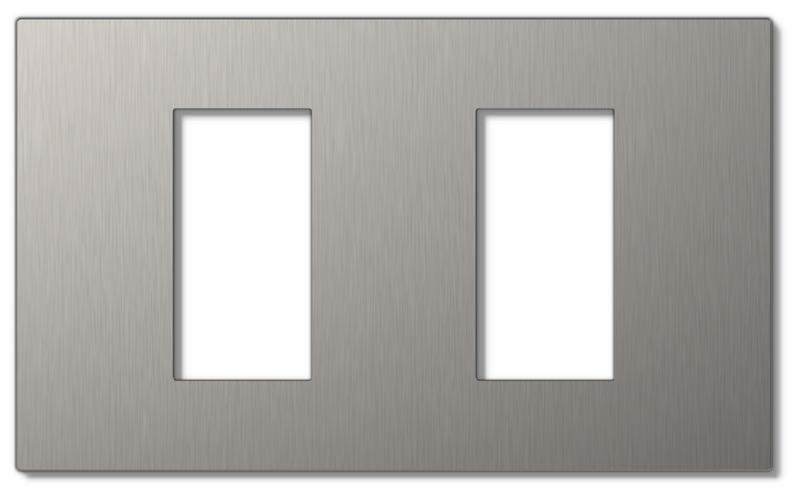 Lutron RadioRA 3 Vierti Signature Metals faceplate in Satin Nickel, 2-Gang 1-Column.