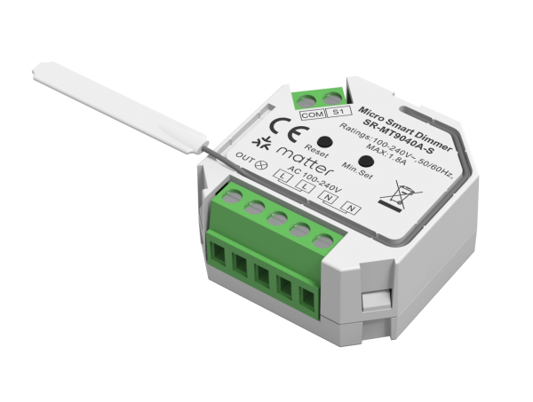Matter thread AC phase cut dimmer. 100-240VAC wide input and output voltage. Supports resistive loads, capacitive loads or...