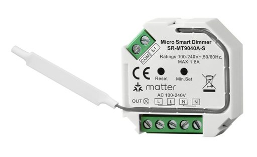 Matter Thread-enabled Micro Smart Dimmer switch model SR-MT9040A-S for intelligent lighting control