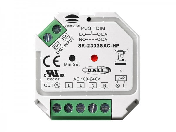 The SR-2303SAC-HP is a compact and innovative AC phase cut dimmer designed to work seamlessly with both DALI and Push switch...
