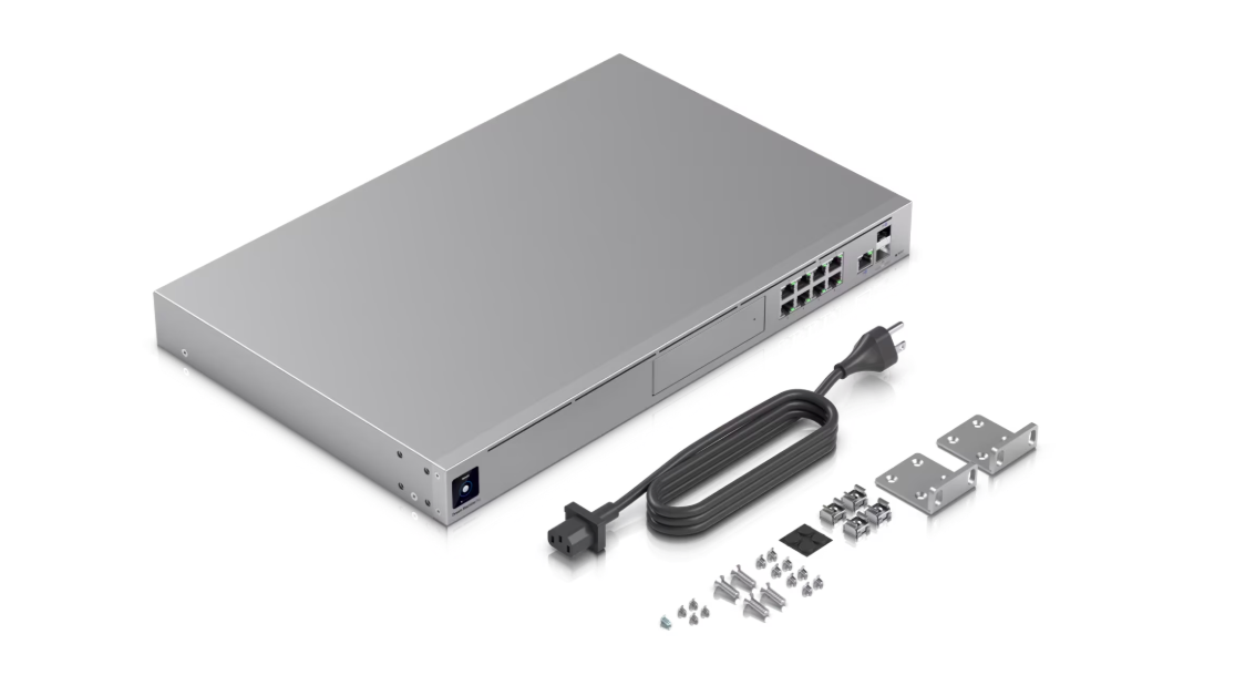 Front view of the Unifi Dream Machine Pro router, an all-in-one enterprise-grade network appliance with advanced security...