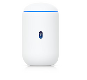 Unifi Dream Router 7 shown with sleek design, featuring Wi-Fi 7 support, built-in security gateway, and integrated UniFi...